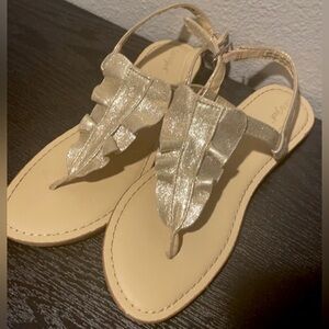 Cat & Jack kids gold shimmer leaf sandals size 4